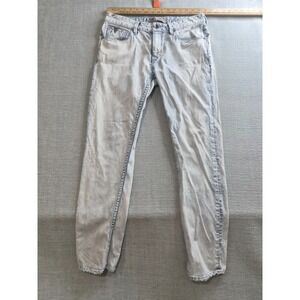 Guess Skinny Jeans Mens 32 Blue Denim Cotton Stretch Logo 5 Pockets Light Wash